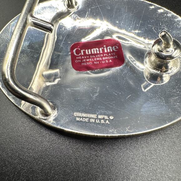 Crumrine Quarter Horse Gold Tone & Silver Plate USA Belt Buckle New w/ Box - Picture 5 of 12